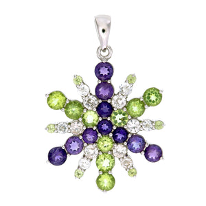 Mt. Ritter Peridot, Zircon, & Amethyst Snowflake Mandala Pendant