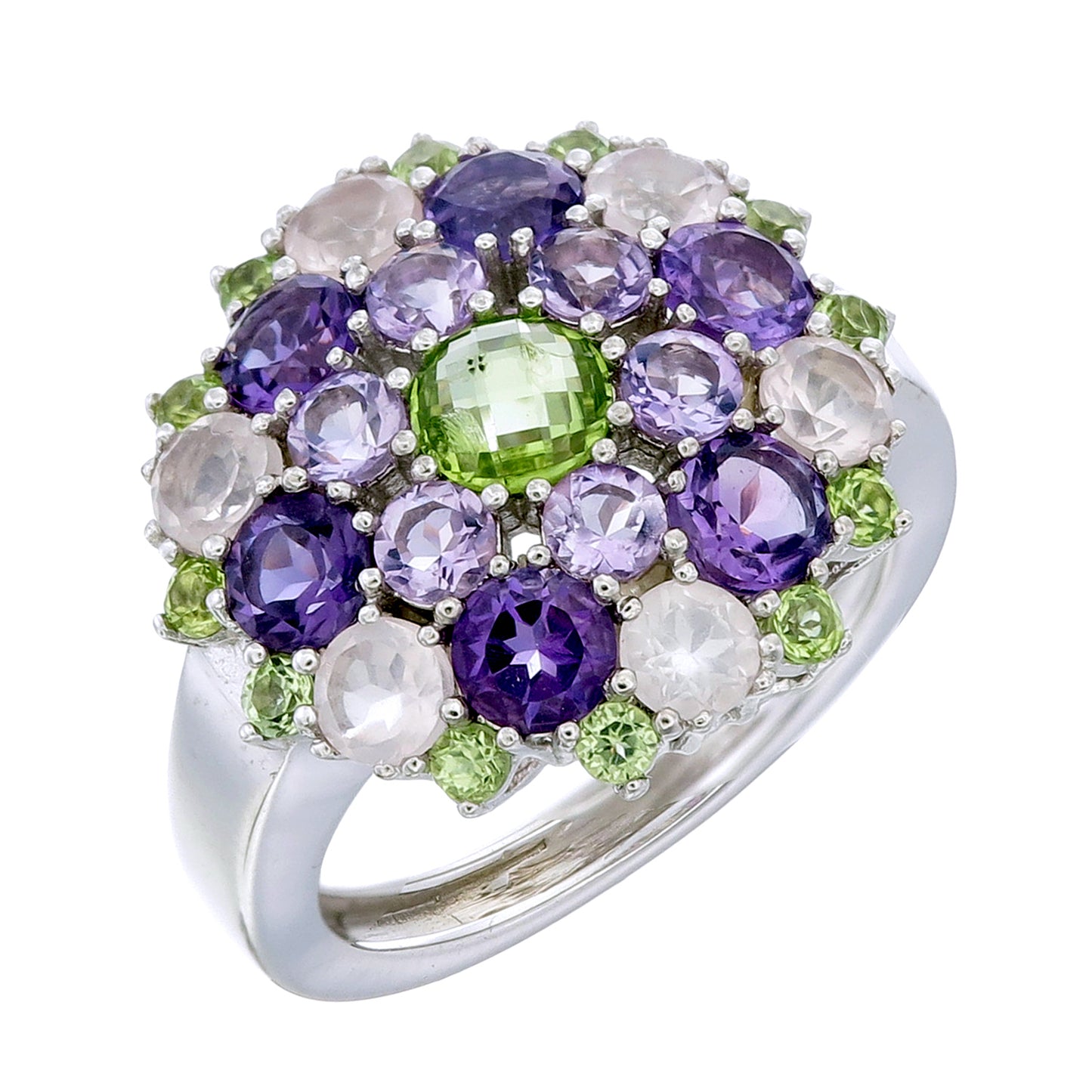 Queen Jane Peridot & Amethyst Snowflake Mandala Ring