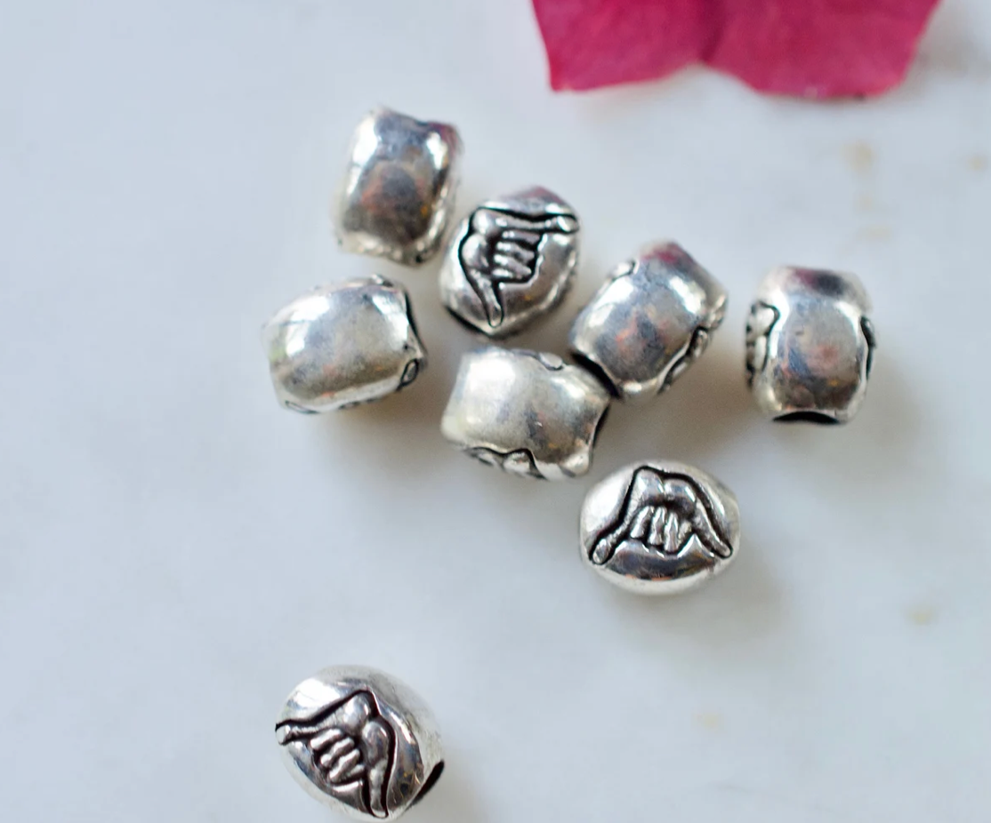 Hang Loose Shaka Sterling Silver Beads