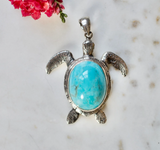 Turquoise Sterling Silver Turtle Pendant Necklace