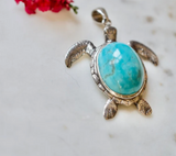 Turquoise Sterling Silver Turtle Pendant Necklace