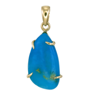 18K Gold Blue Opal Pendant