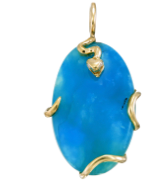 18K Gold Blue Chrysocolla Pendant