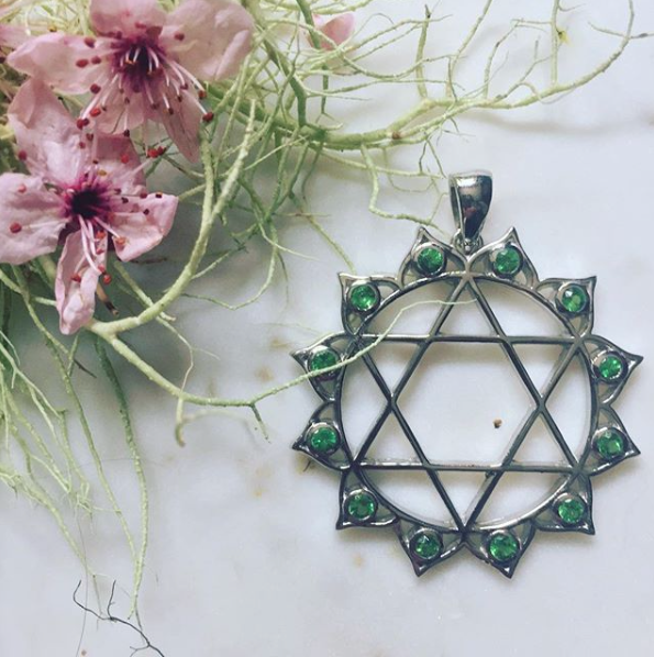 7 Chakras:  Sterling Silver Tsavorite  Heart Chakra Pendant