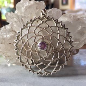 7 Chakras: Sahasrara Purple Sapphire Crown Chakra Sterling Silver Pendant