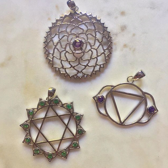 7 Chakras:  Sterling Silver Amethyst Ajna Third Eye Chakra Pendant