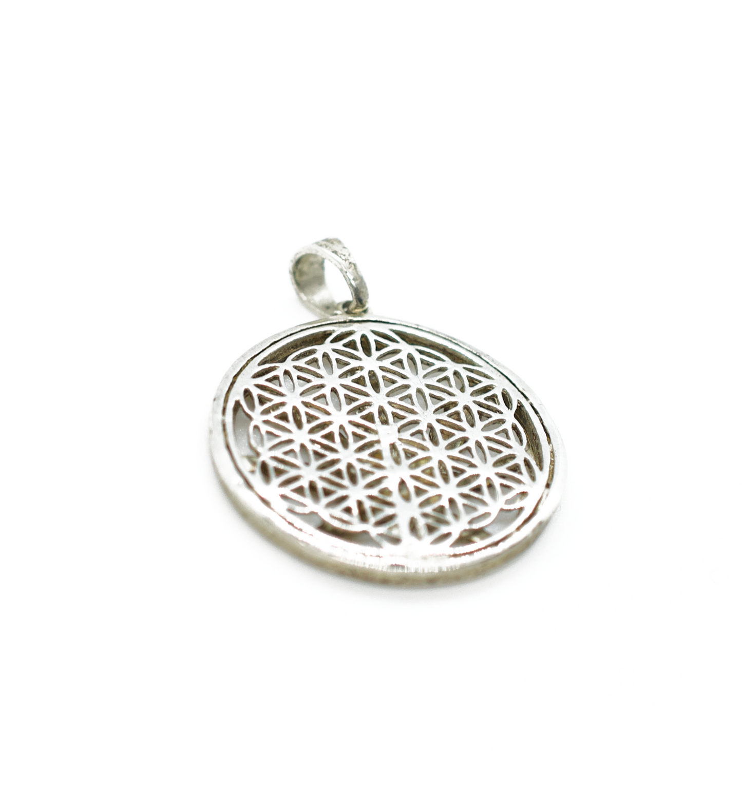 Cannabis Flower of Life Matrix Silver Necklace