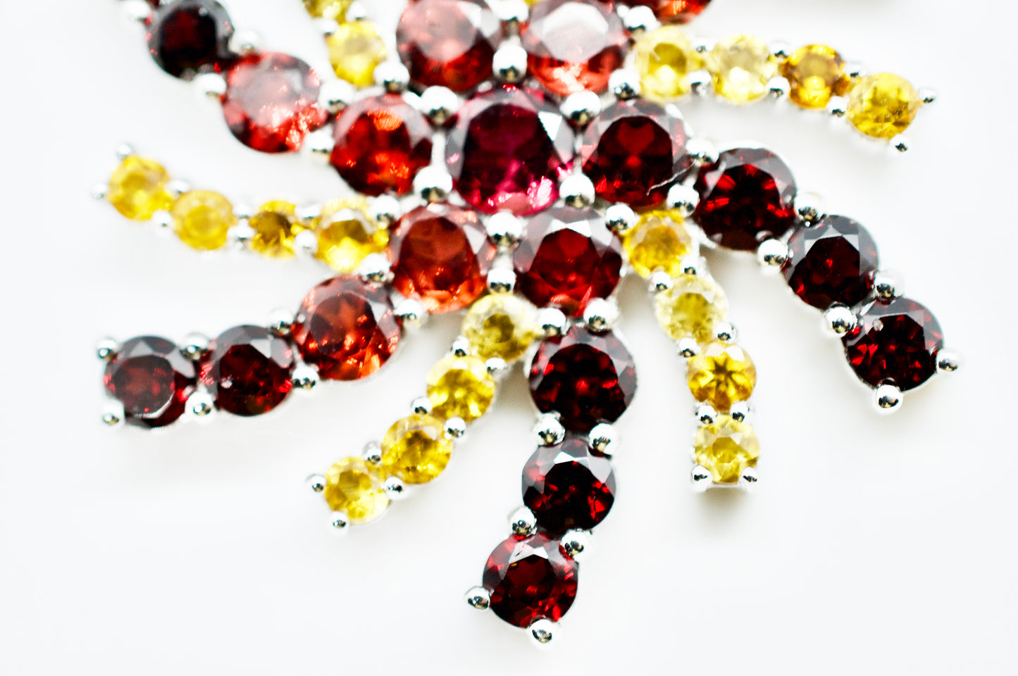 Citrine & Garnet Sterling Silver Snowflake Necklace