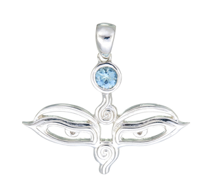 Grateful Dead Eyes of the World Silver and Aquamarine Pendant Necklace