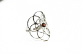 Garnet Silver Seed of Life Ring