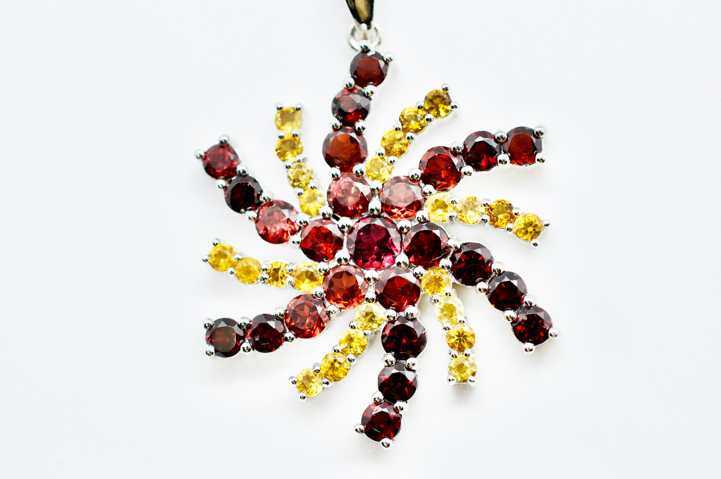 Citrine & Garnet Sterling Silver Snowflake Necklace