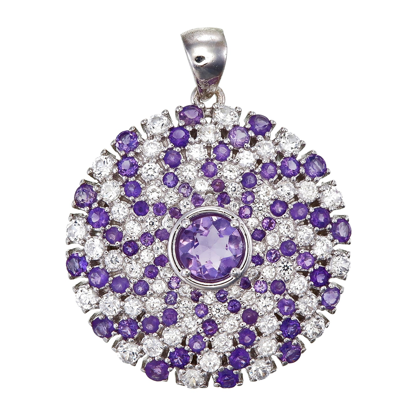 Keelin Mandala Amethyst & Zircon Sterling Silver Necklace #2