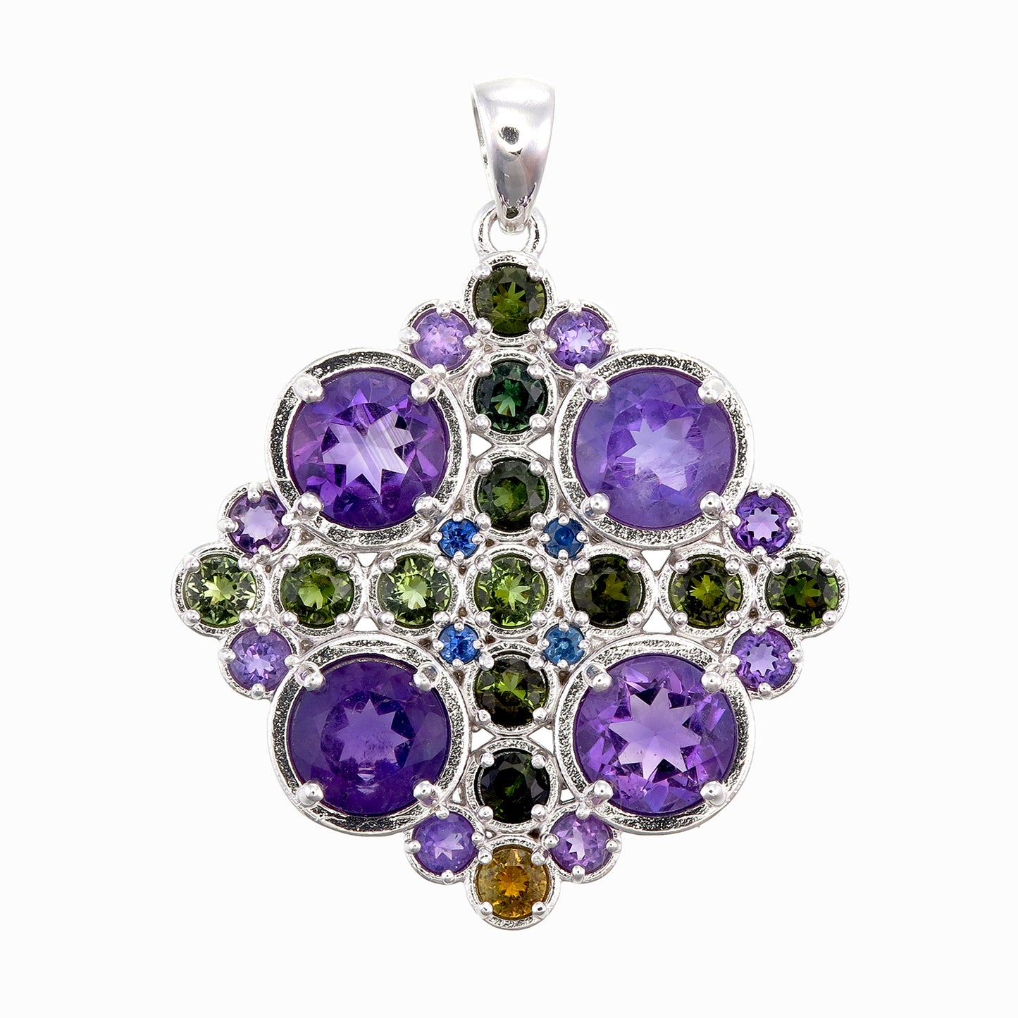 Jung Mandala Amethyst & Tourmaline Sterling Silver Necklace #5