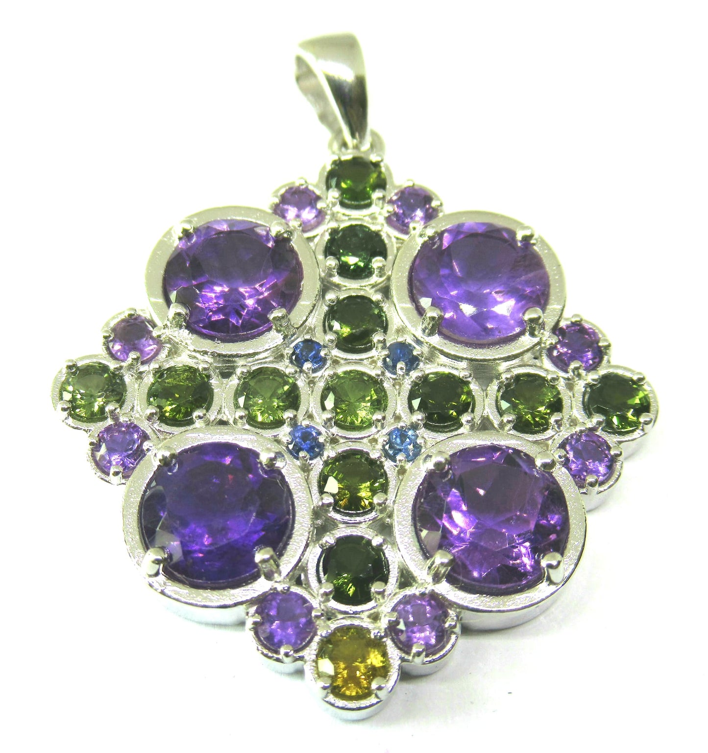 Jung Mandala Amethyst & Tourmaline Sterling Silver Necklace #5