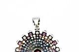 Amethyst & Zircon Sterling Silver Mandala Necklace #1