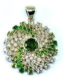 Heather Mandala Zircon & Green Sapphire Sterling Silver Necklace #1