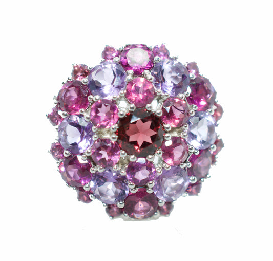 Althea Garnet & Amethyst Mandala Ring