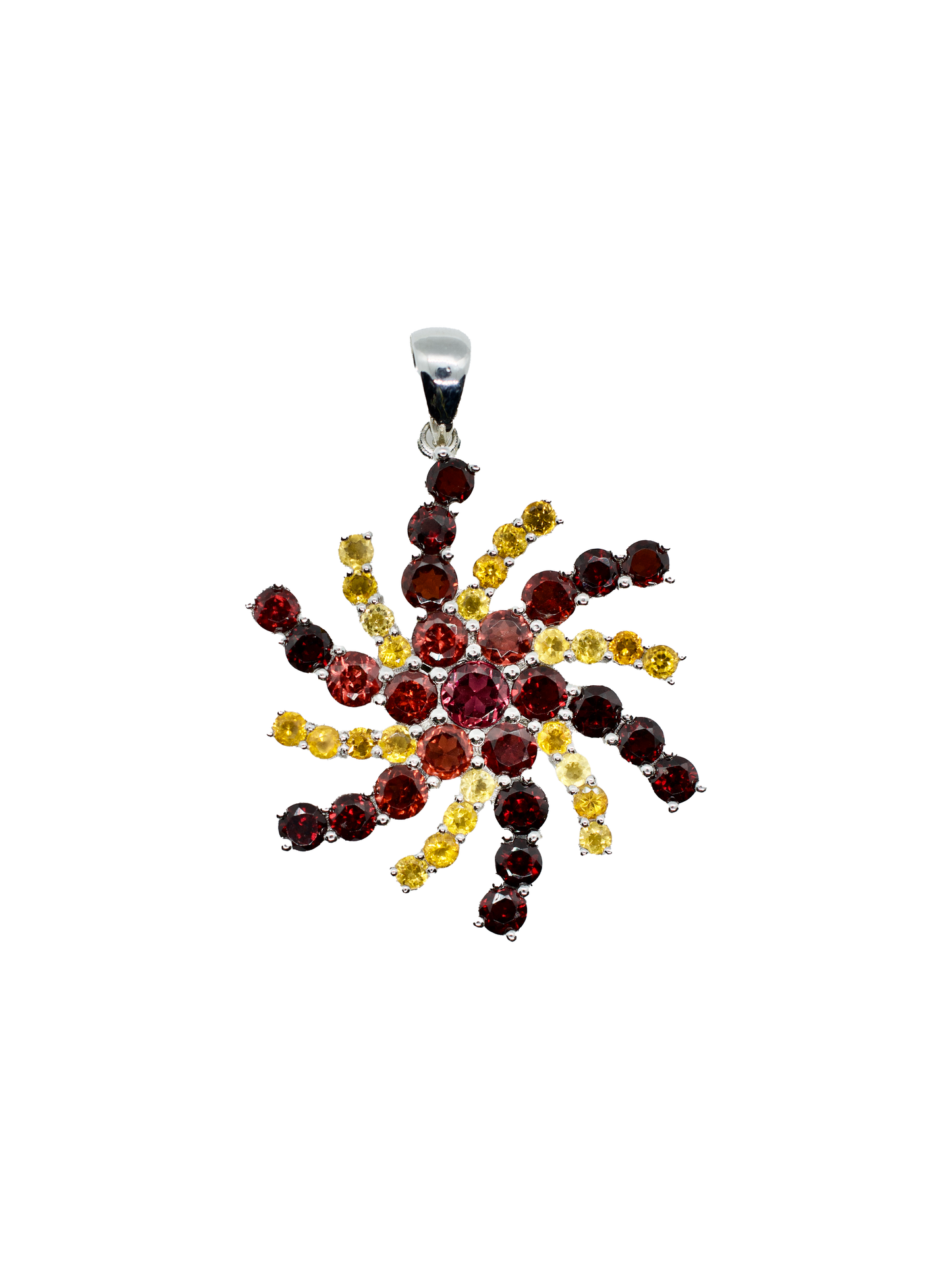 Mt. Langley Citrine & Garnet Sterling Silver Snowflake Necklace