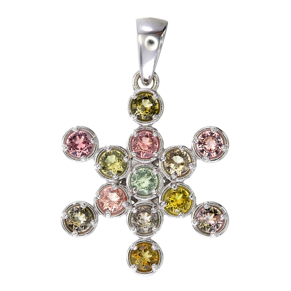 Winter Park Tourmaline Silver Snowflake Pendant #1