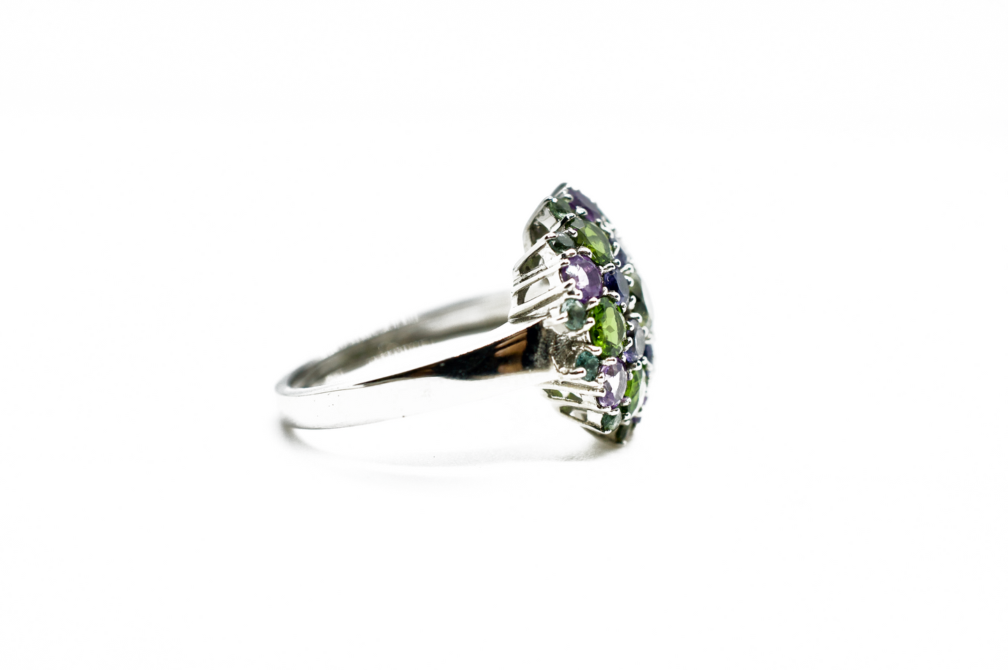 Elisabetta Peridot & Amethyst Mandala Sterling Silver Ring