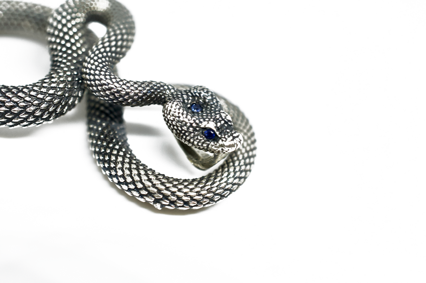 Snake Sterling Silver Necklace with Blue Sapphire (large)