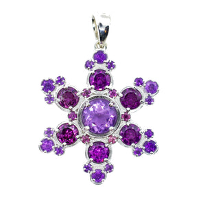 Purple Mountain Amethyst & Rhodolite Garnet Snowflake Pendant Necklace