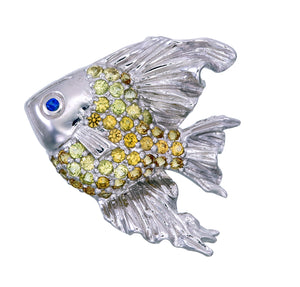 Tropical Fish Sterling Silver with Sapphires Pendant